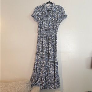 Max Studio Blue and White Floral Maxi Dress